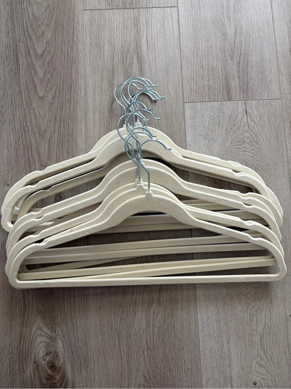 Beige Velvet Non-Slip Closet Hangers 12 Pack